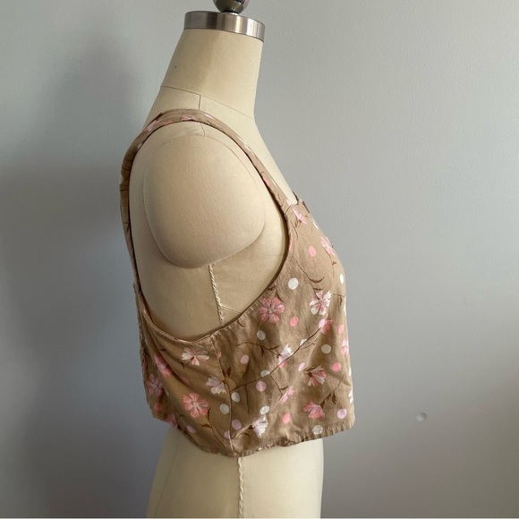 BP x Nordstrom Rack Floral Crop Top- Linen- Tan- Size XL- NWOT - Picture 4 of 6